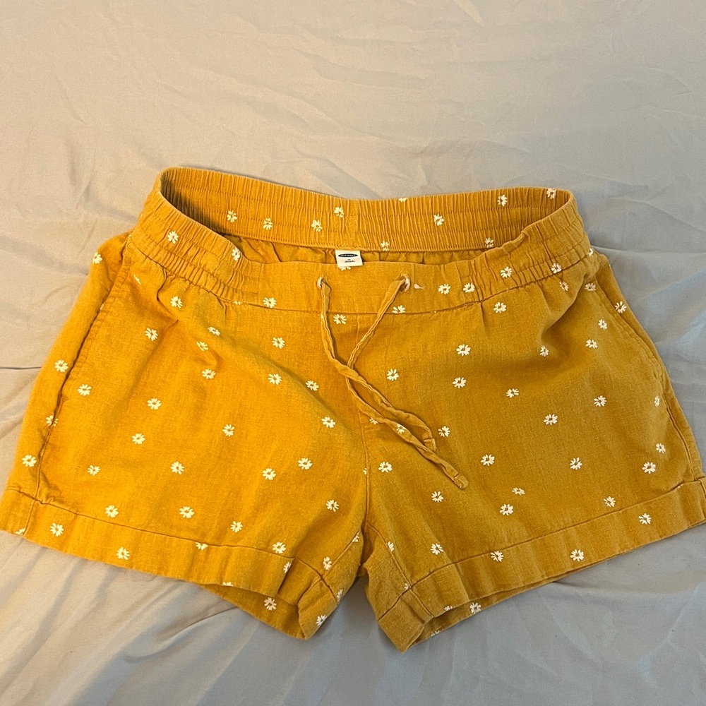 Old Navy Mustard Yellow Floral High Waist Shorts
